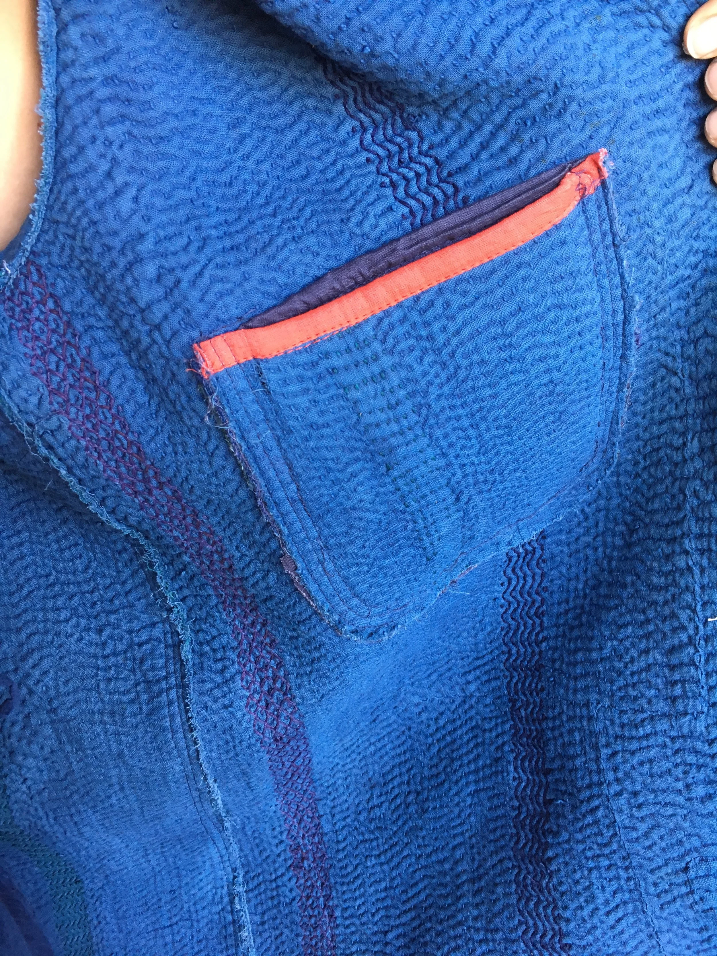 indigo kantha jacket coat jaipur made hand dyed indigo jacket springfinnandco