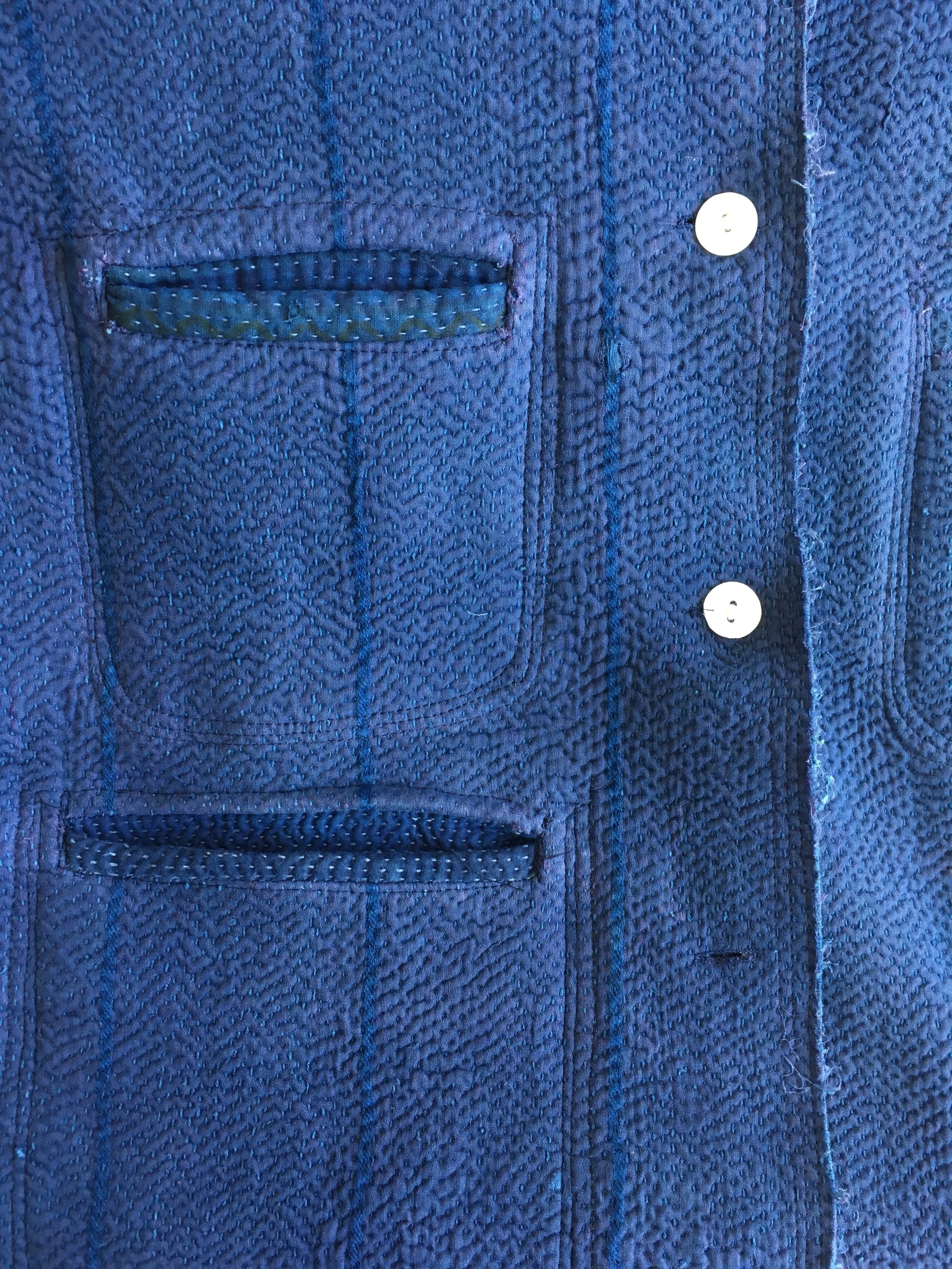 indigo kantha jacket coat jaipur made hand dyed indigo jacket springfinnandco