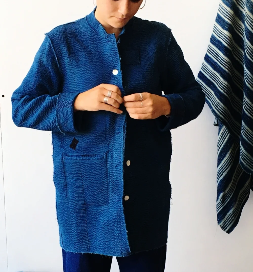 Indigo Jantar kantha Coat
