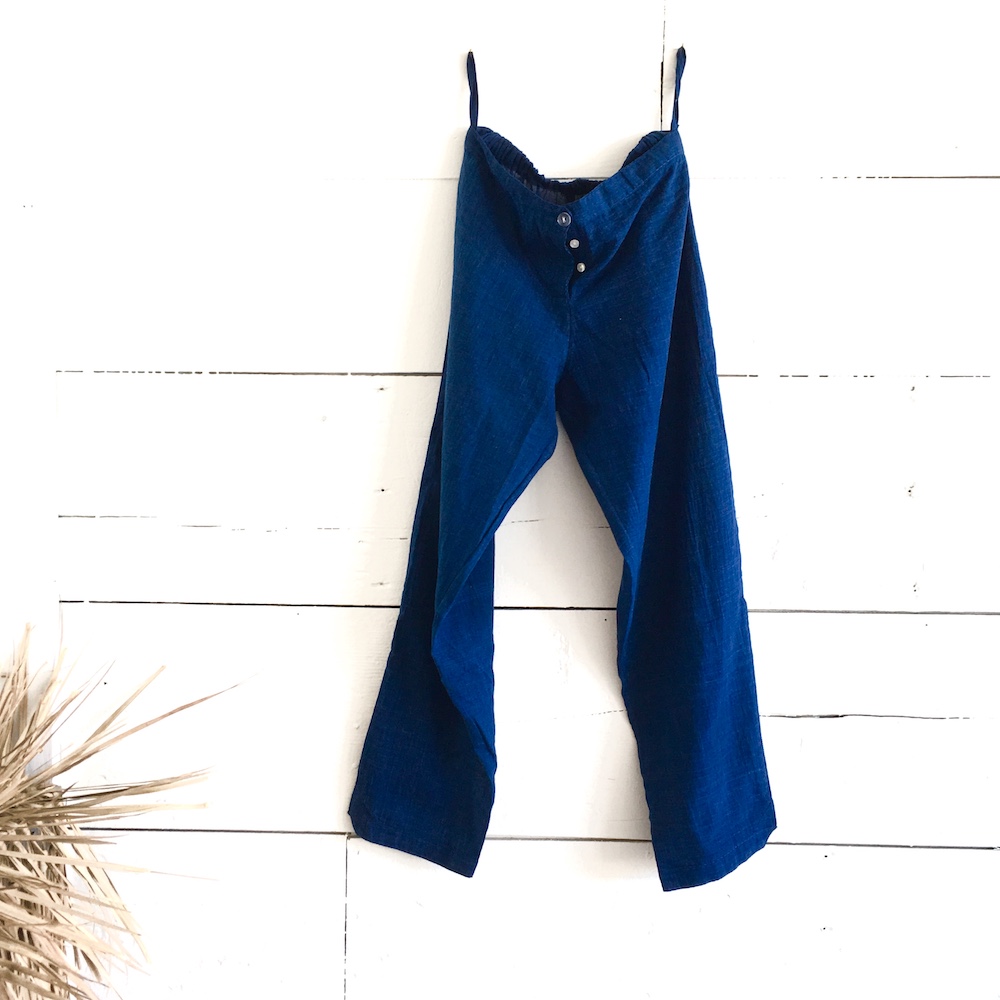 Hand woven khadi indigo capri pants