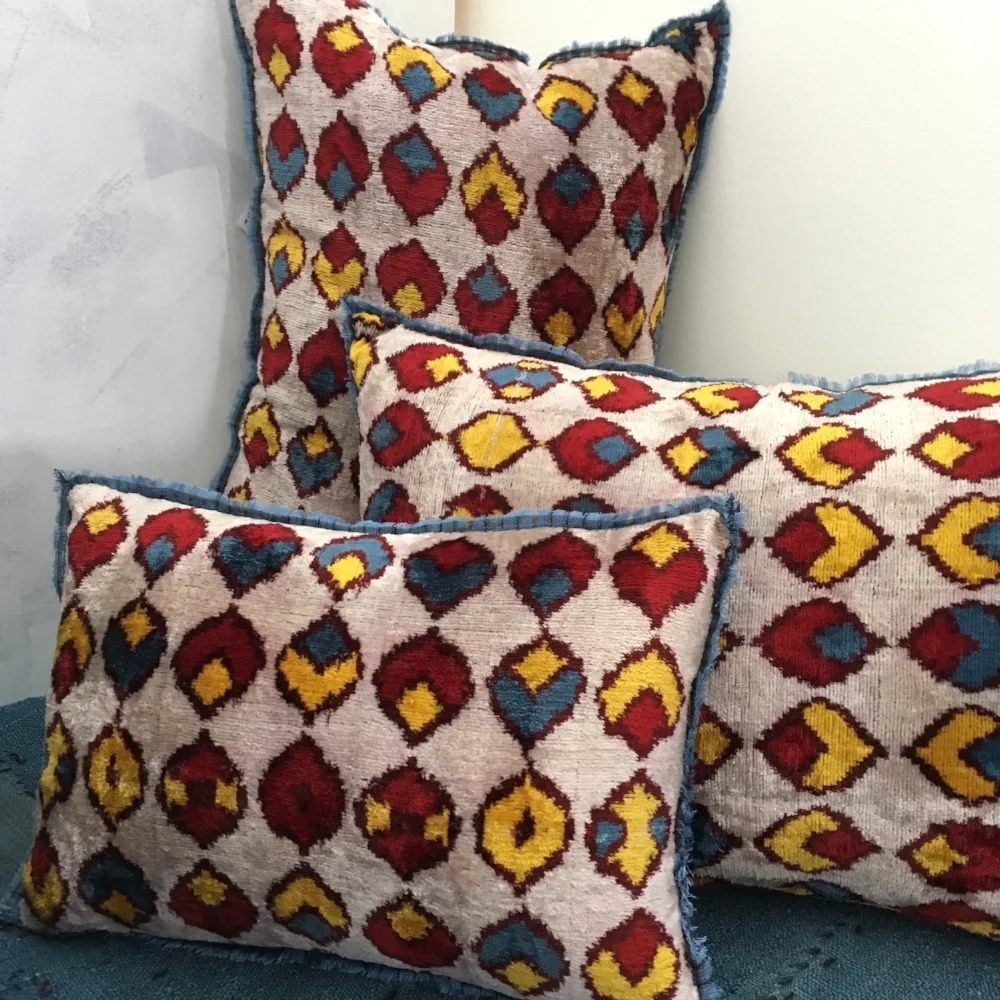 Silk Ikat velvet pillows