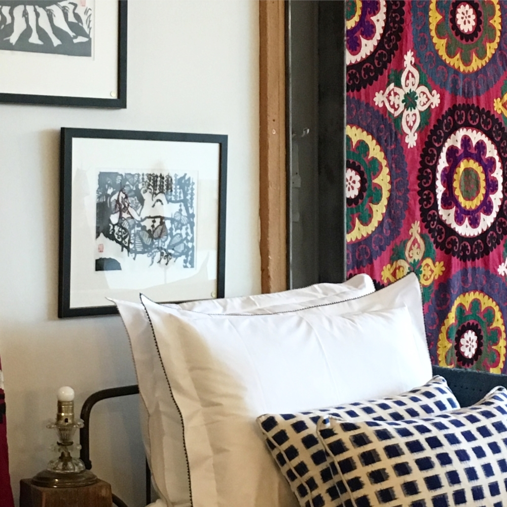 Copy of double ikat pillow ikat indigo talin spring springfinnandco hand woven double ikat