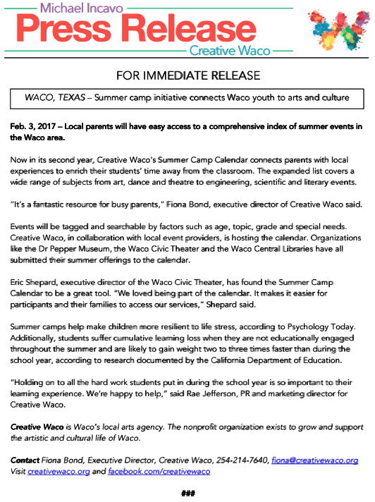 A press release for a CW initiative.