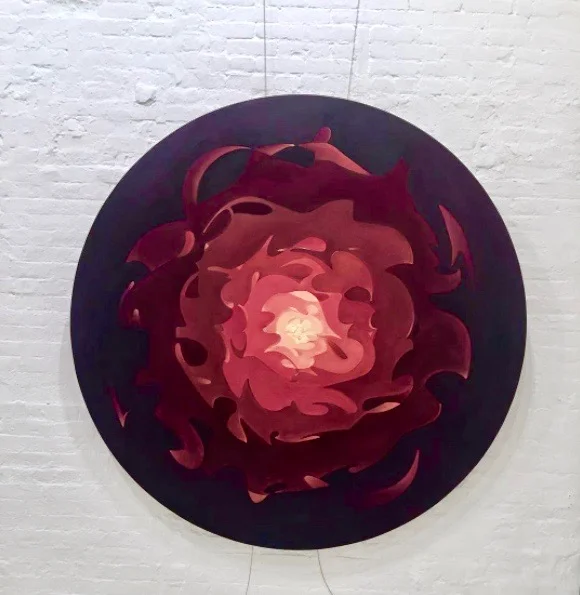 UNTITLED (red) oil paint on canvas. 2015 72 " diameter