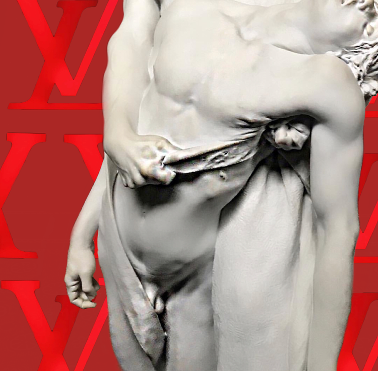 LB LV Louis Vuitton Logo & Marble Sculpture digital collage. 2018 1:1