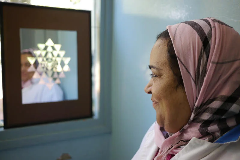INITIAL STUDY mirror and frame. 2018 45 in x 52 in (for Muhammed VI Hospital )