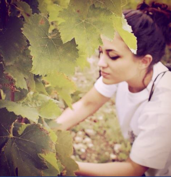 Mathilde Chapoutier in the vineyards of Chateau Des Ferrages