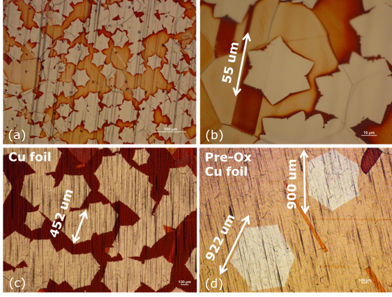 Figure 1. Optical images of graphene single crystals