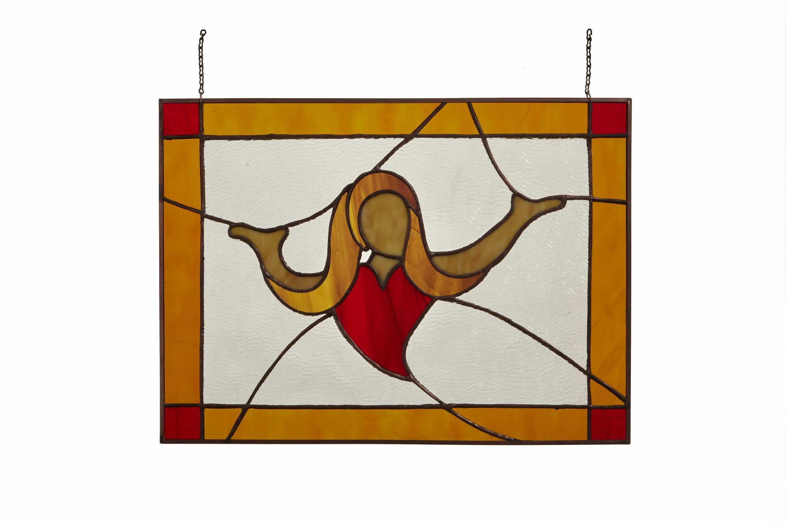 "Heart Woman" stained glass - 12" x 17"