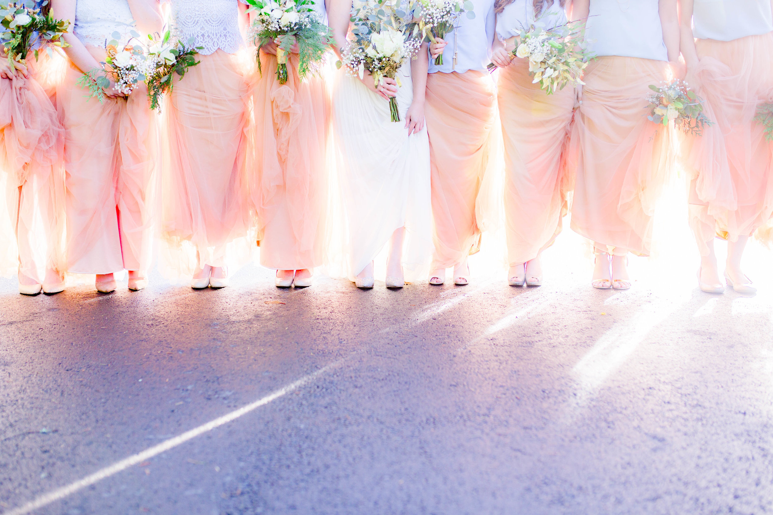 Bridesmaids, bridal party shoe shot, bridal party flowers