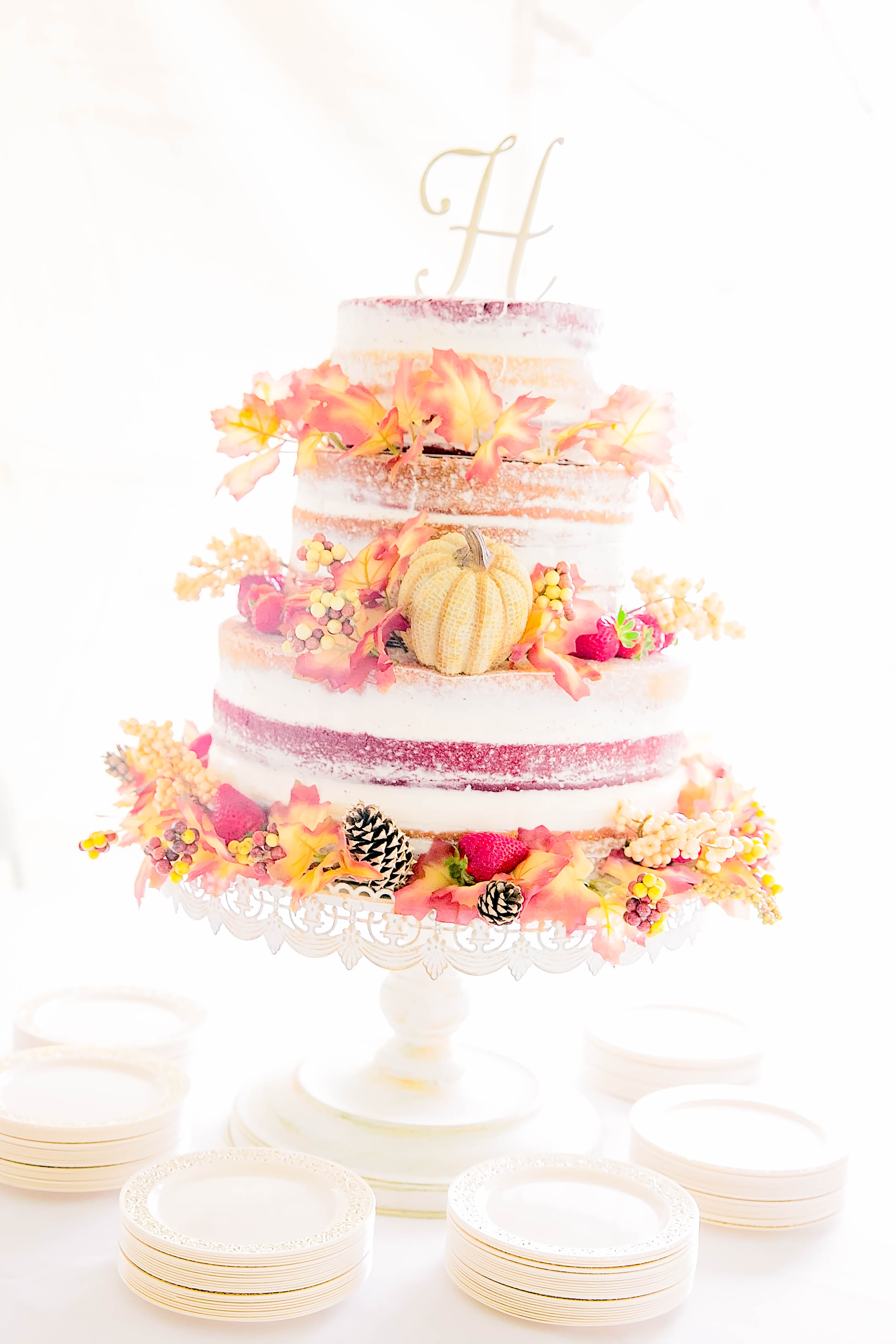 Wedding cake, naked wedding cake, fall wedding cake