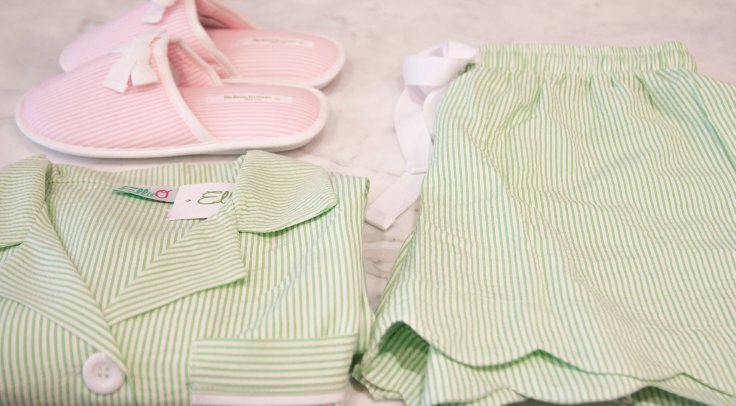 These Seersucker PJs by Ellio are perfect for Easter morning and look adorable monogramed.