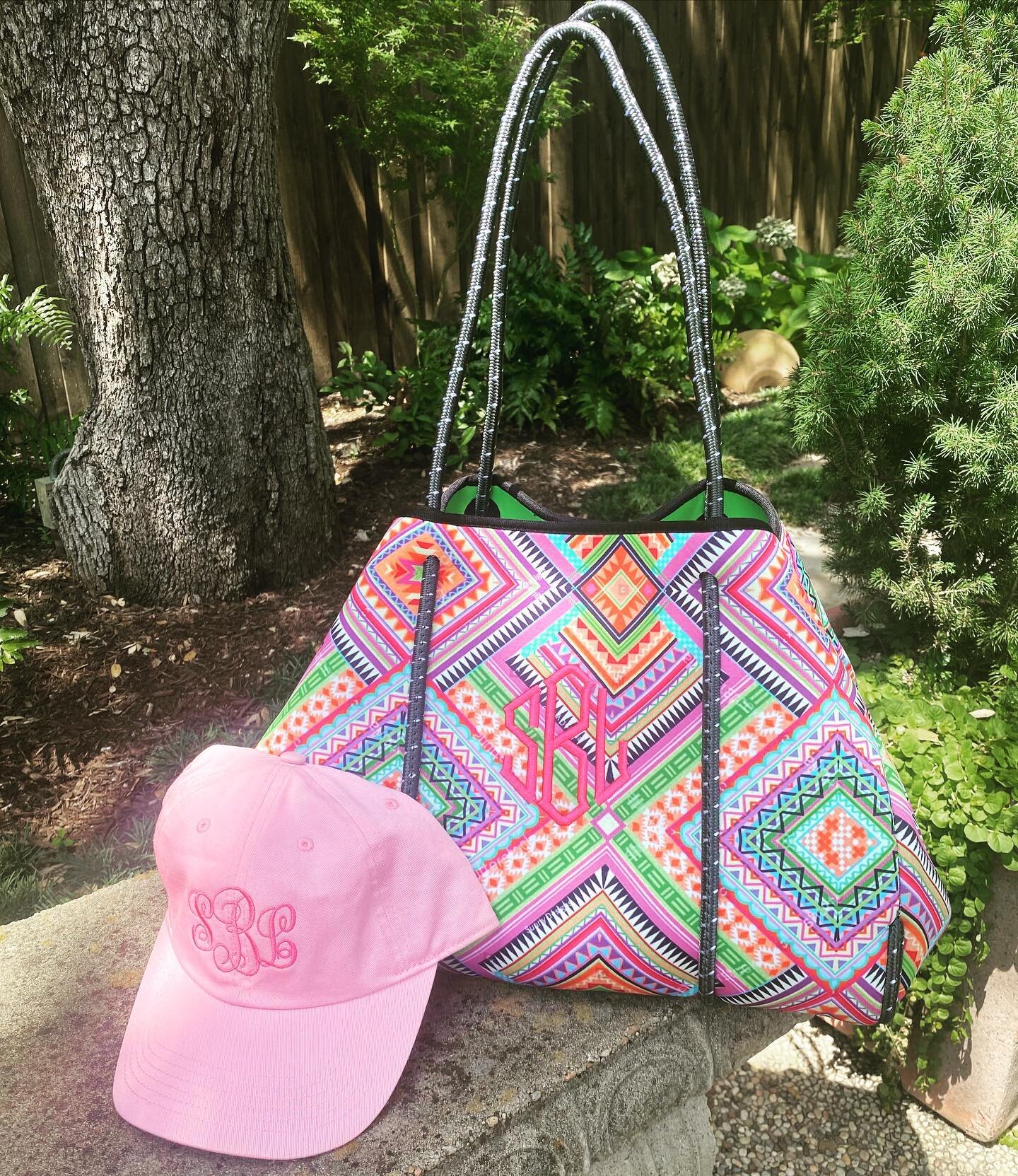 We love the monogram that this client chose for her neoprene tote!