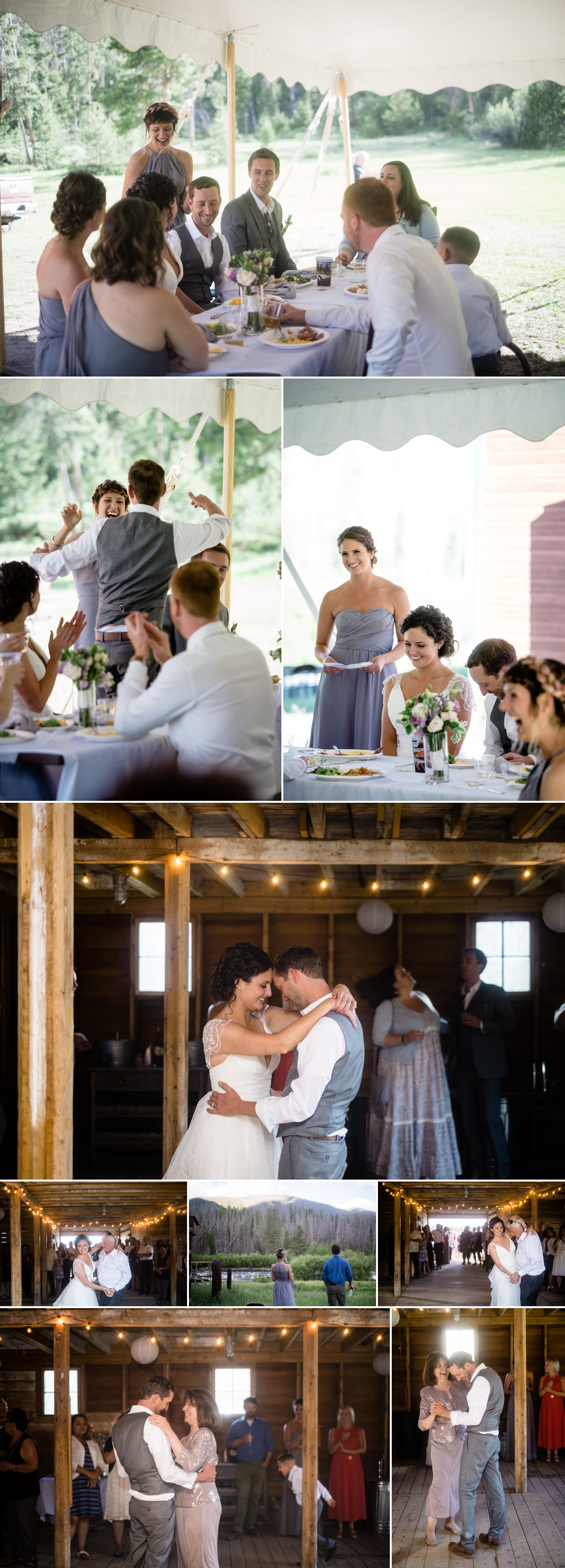 Intimate Grand Lake Wedding Reception at AA Barn