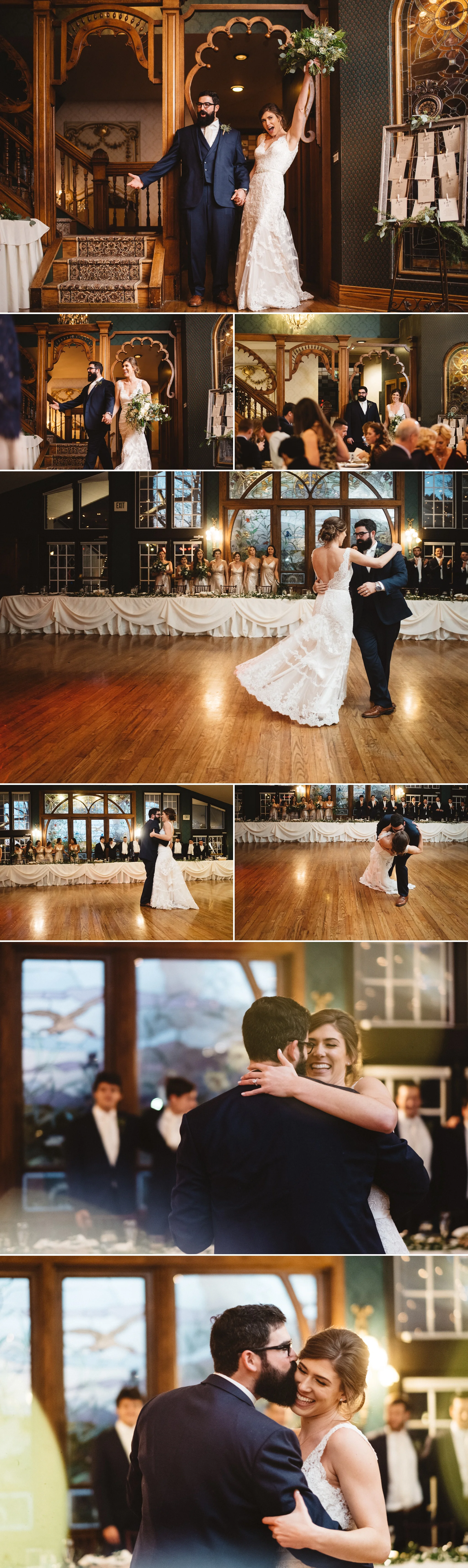 Sarah + Charlie being announced, and their first dance.