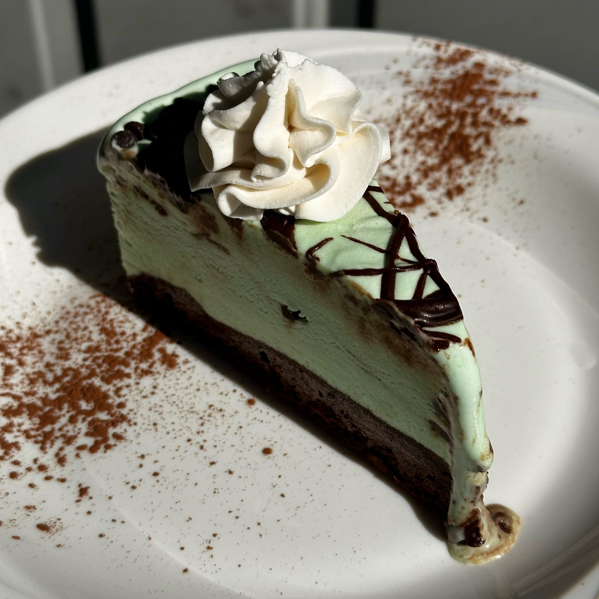 How we still have slices of this I do not know. 😲
Mint chocolate brownies ice cream cake