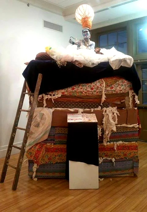 Body Painting and Installation Design by Colette Aimee Structure built by Doug Brown Wood, Fabric, and Found Materials