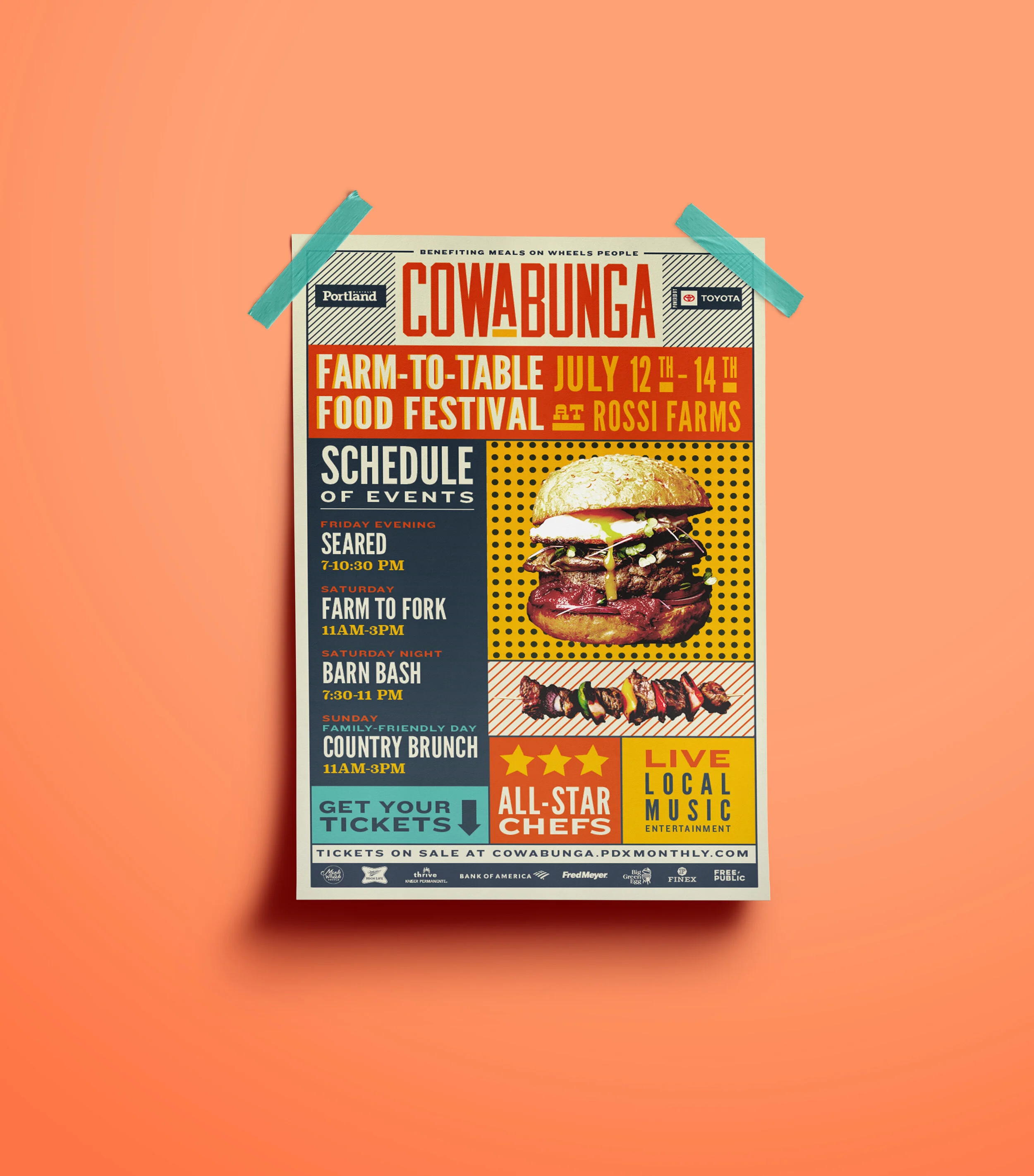  I designed marketing collateral for Cowabunga; a three day food festival featuring best food and drink from the Pacific Northwest. 