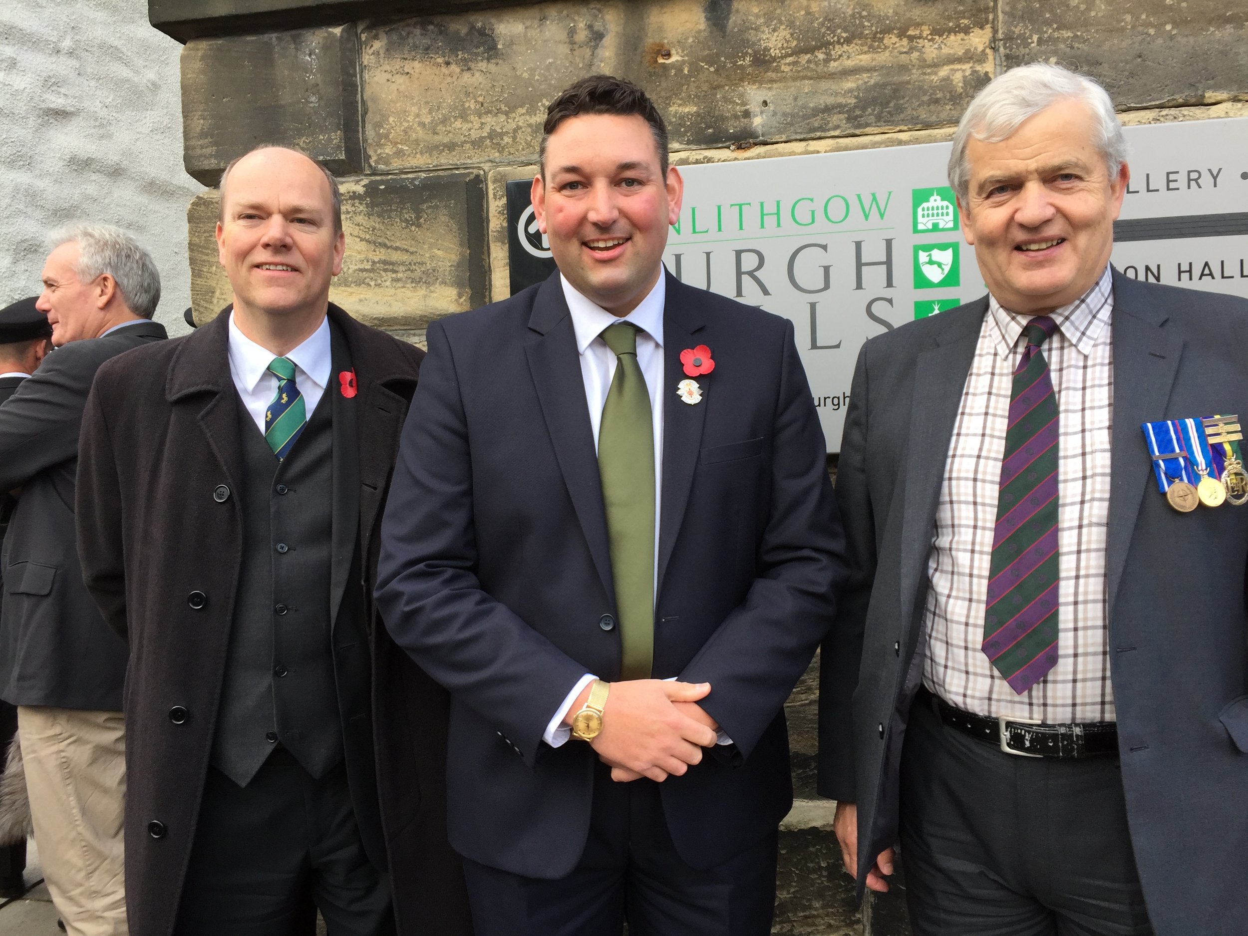 Miles with MSP colleagues at World War One Memorial Service in Linlithgow