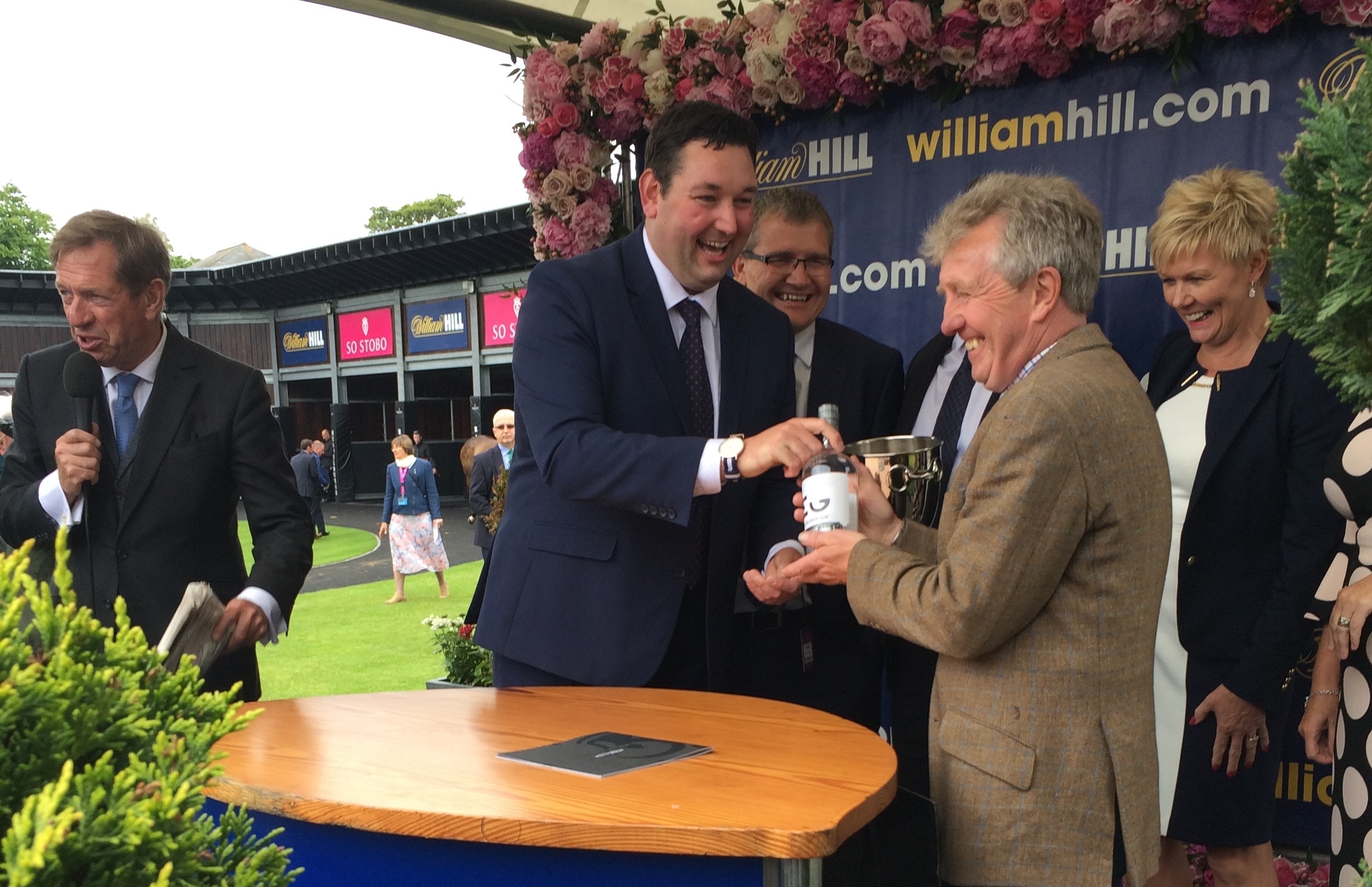 Miles presenting a prize at Musselburgh Racecourse