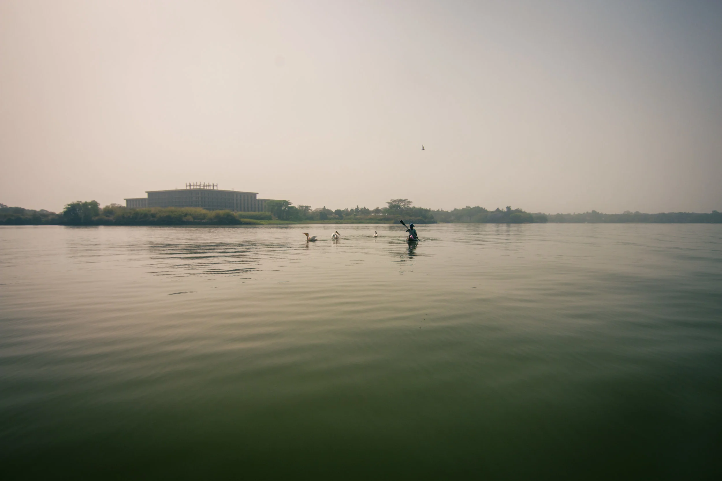 A foggy boat ride on Lake Tana in the early morning.