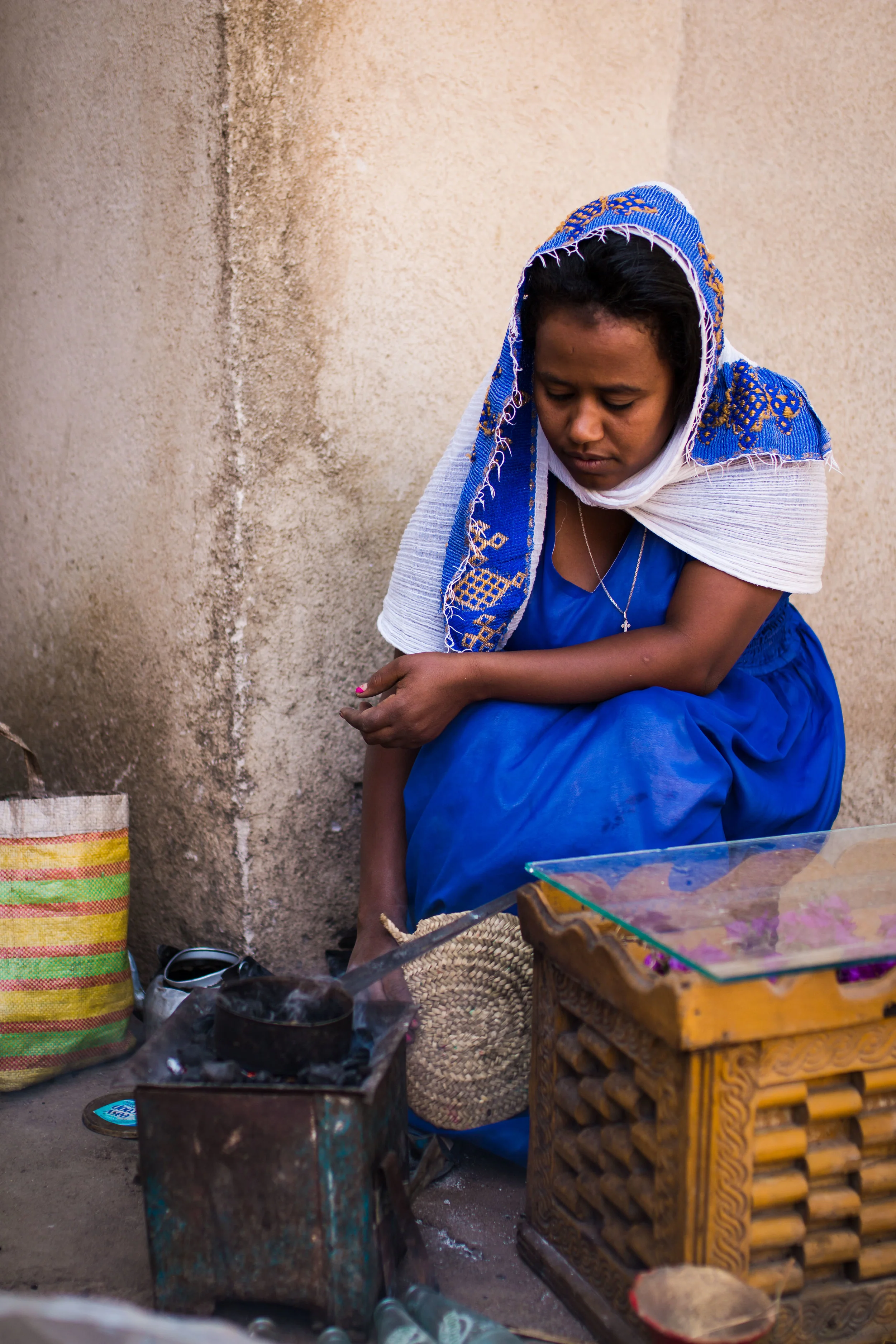 Enjoying a traditional coffee ceremony.