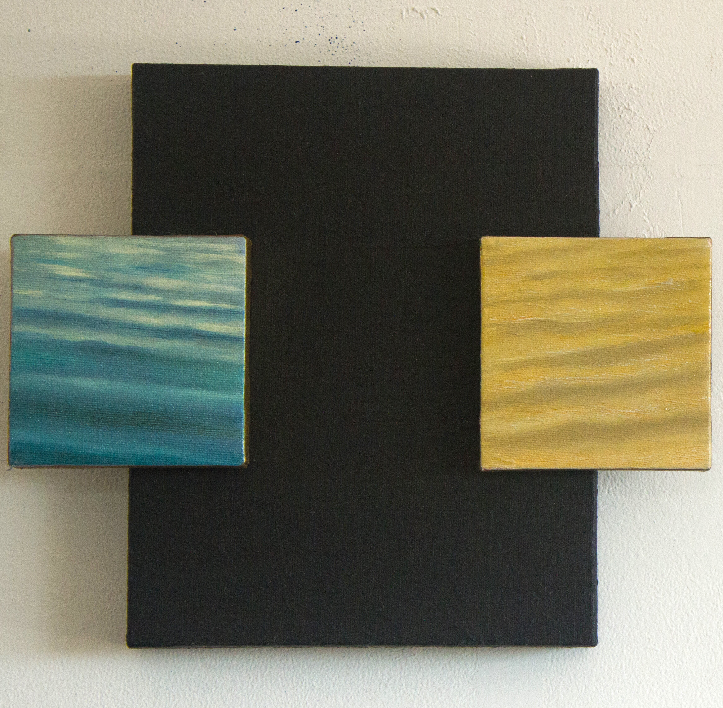 "Sea and Sand," Oil, Acrylic, and Gold Leaf on Canvas, 10" x 12"