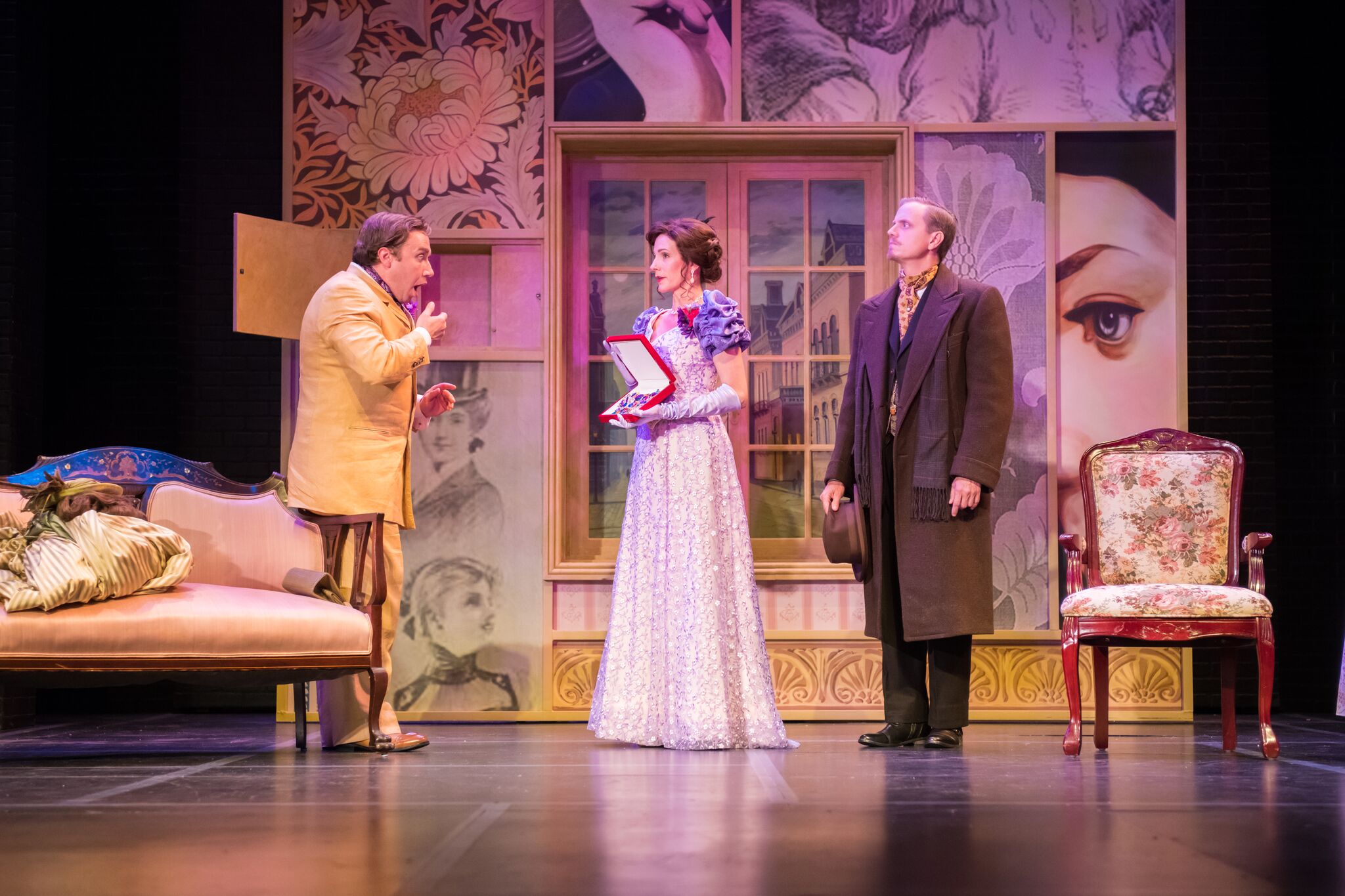 Rick Pendzich as Oscar Wilde, Kay Allmand as Lillie Langtry and Ryan Schabach as Dr. Watson. Photo by Paul Ruffolo. 