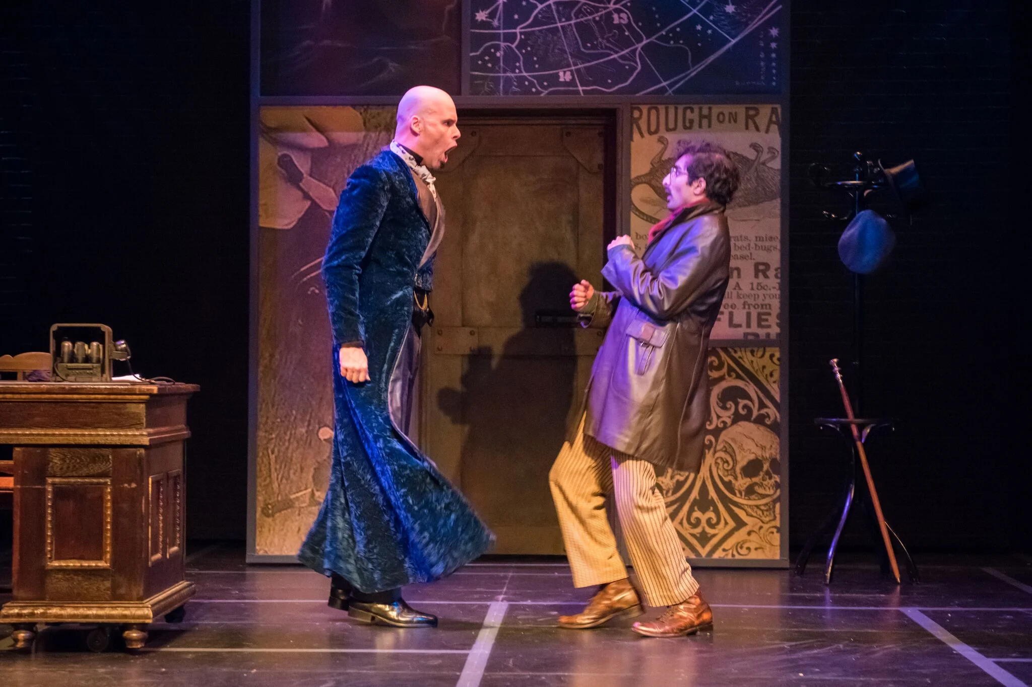 Matt Daniels as Moriarty and Jesse Bhamrah as John Smythe. Photo by Paul Ruffolo. 