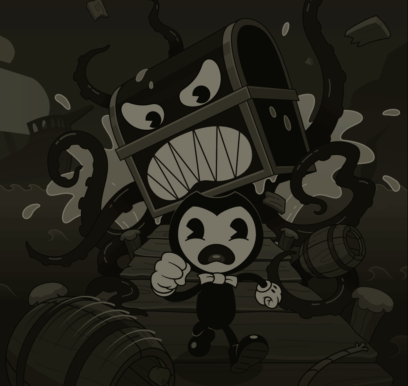 Бенди кошмар. Bendy and the Ink Machine Run. БЕНДИ И кошмарный побег.