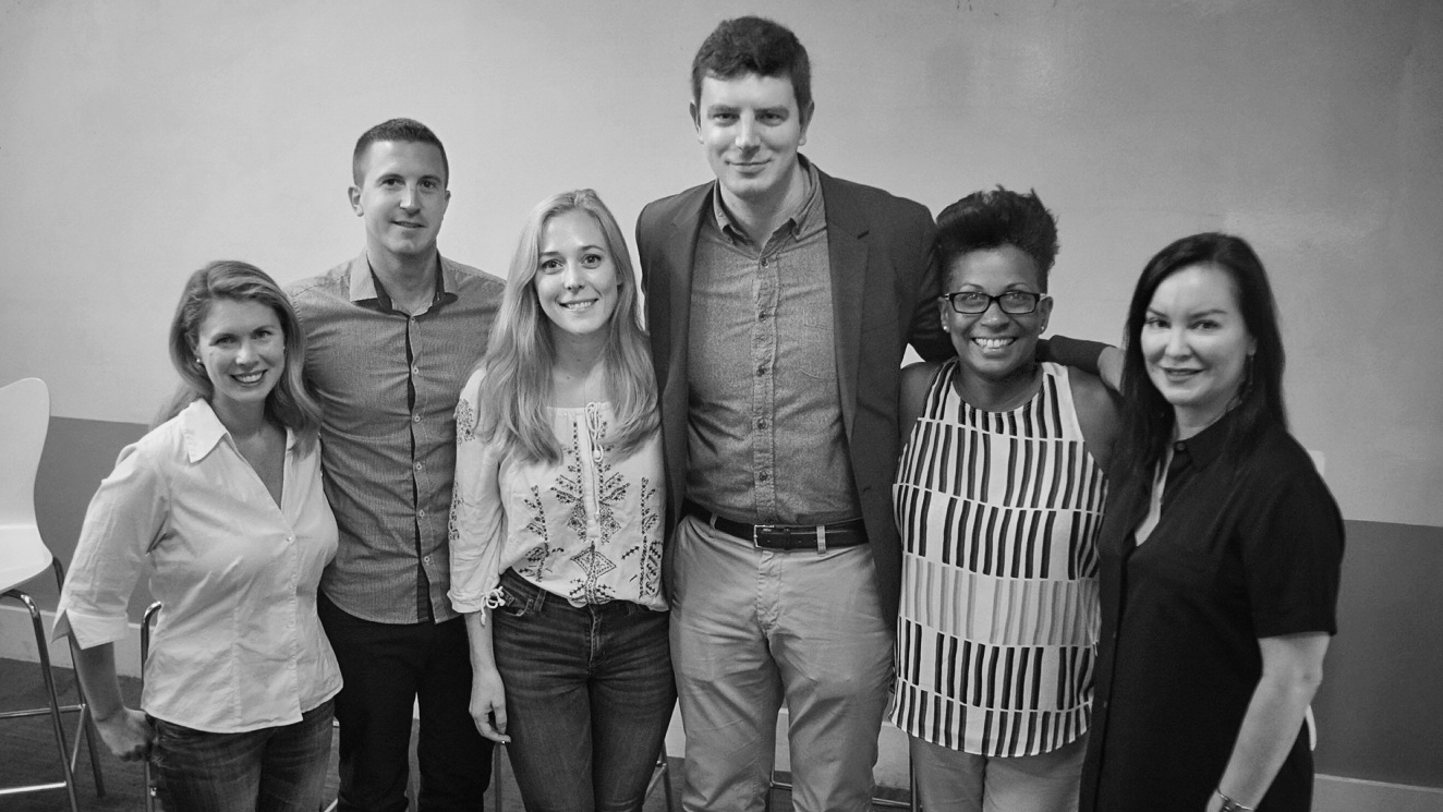 Katy McCaffrey (GERSH), Matt Baldovsky (UTA), Katt Riley (Kaplan Stahler), Matt Snow (Paradigm), Karyn Smith-Forge (Verve), and Script Anatomy Founder Tawnya Bhattacharya .