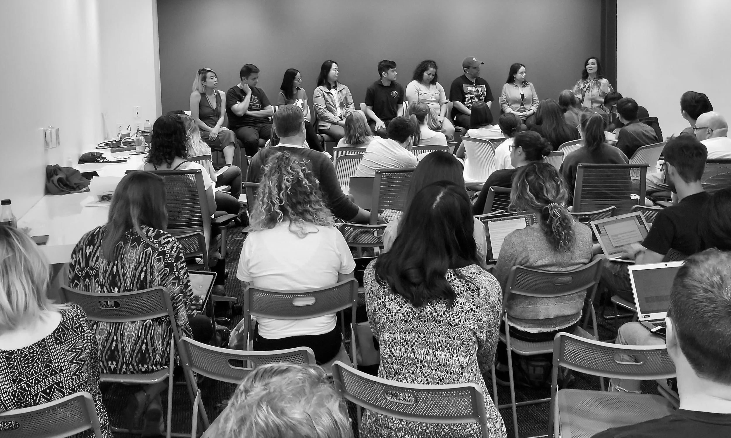 A full house at the Fellowship Bio & Essay Panel at Blank Spaces in Larchmont, Los Angeles, 2019.