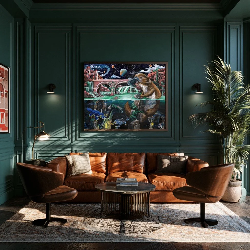 Starry Billed-Dark Teal with leather couch.jpg
