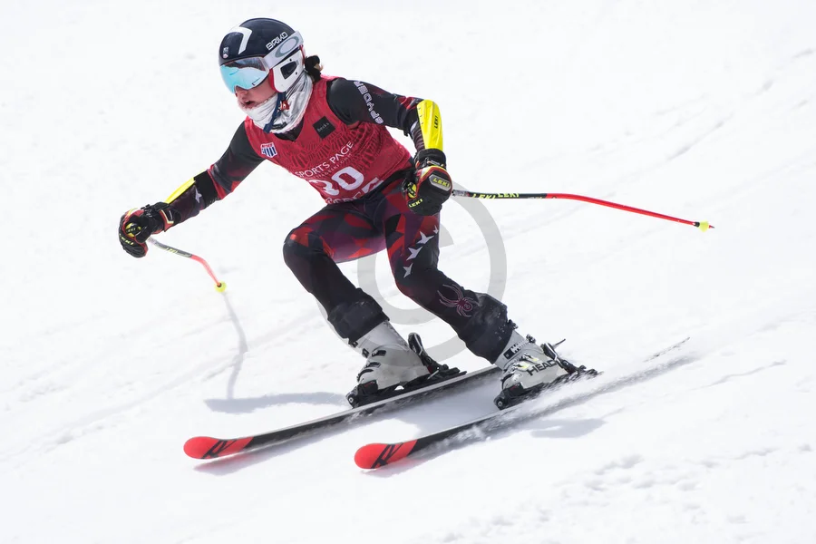  Racers of the U16 portion of Team USA take their second run down the slalom course at Gore Mountain during the last day of the 2019 U16 East Finals in North Creek, N.Y., on Monday, Mar. 18, 2019.  