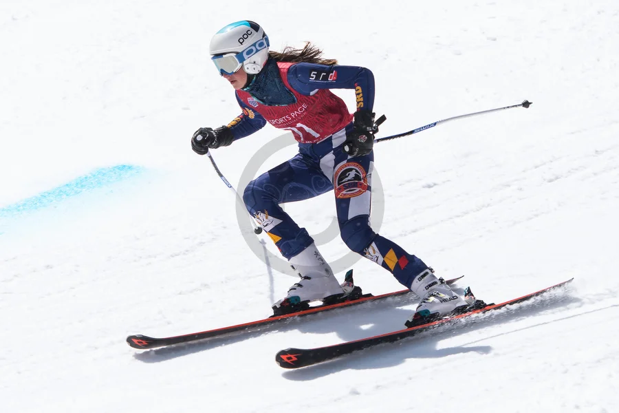  Racers of the U16 portion of Team USA take their second run down the slalom course at Gore Mountain during the last day of the 2019 U16 East Finals in North Creek, N.Y., on Monday, Mar. 18, 2019.  