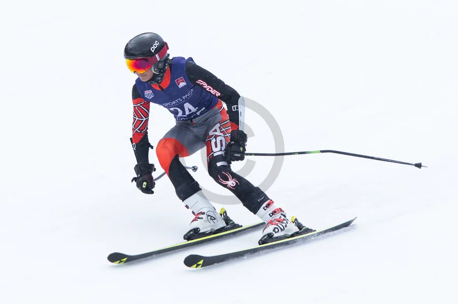  Racers of the U16 portion of Team USA take their second run down the slalom course at Gore Mountain during the last day of the 2019 U16 East Finals in North Creek, N.Y., on Monday, Mar. 18, 2019.  
