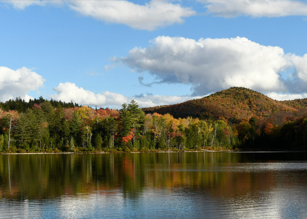  The foliage seen over Clear Pond from the John and Clear Ponds Loop in Indian Lake, NY, was a gorgeous introduction to the weekend. 