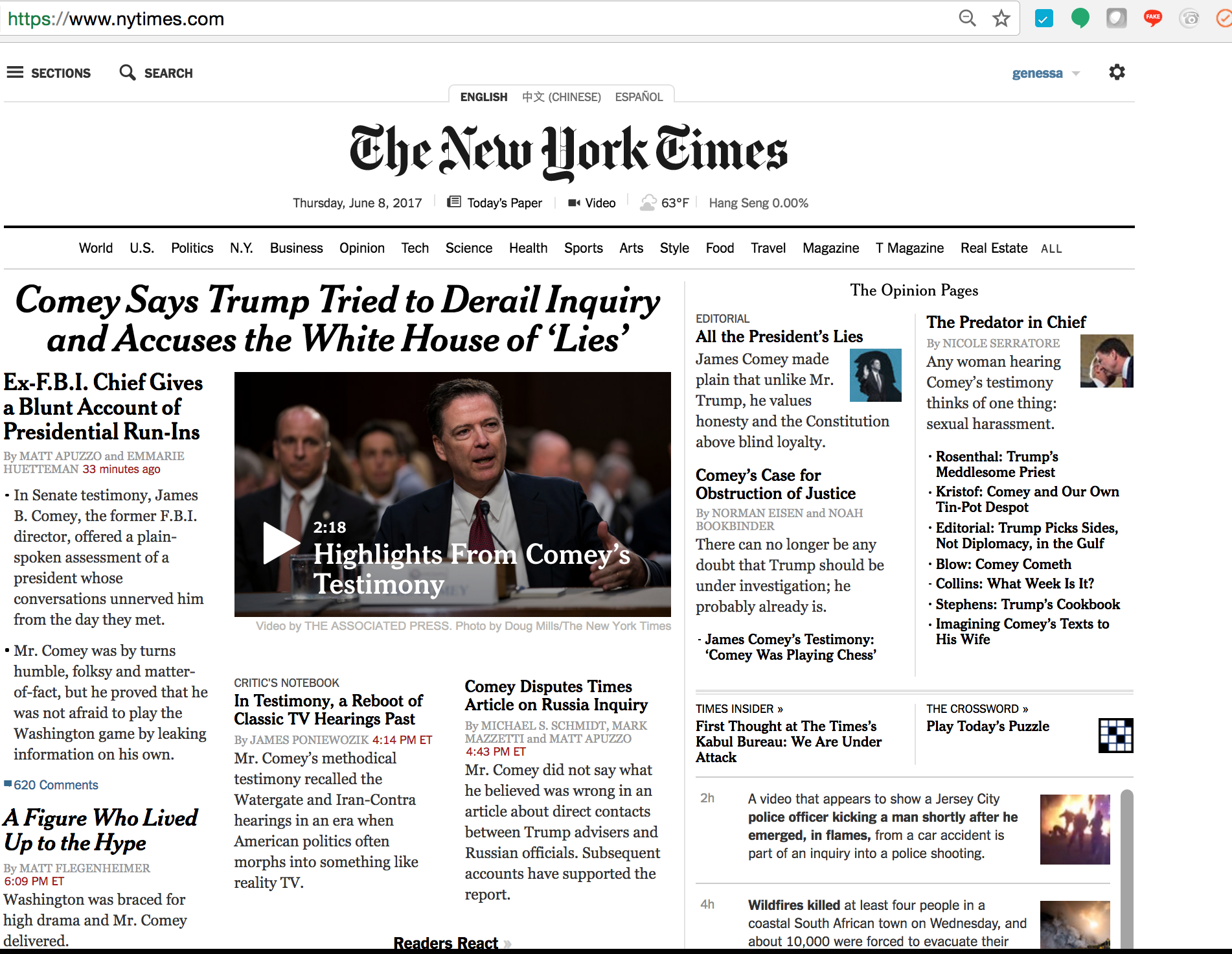 Home Page The New York Times - 6:35pm Thursday, June 8