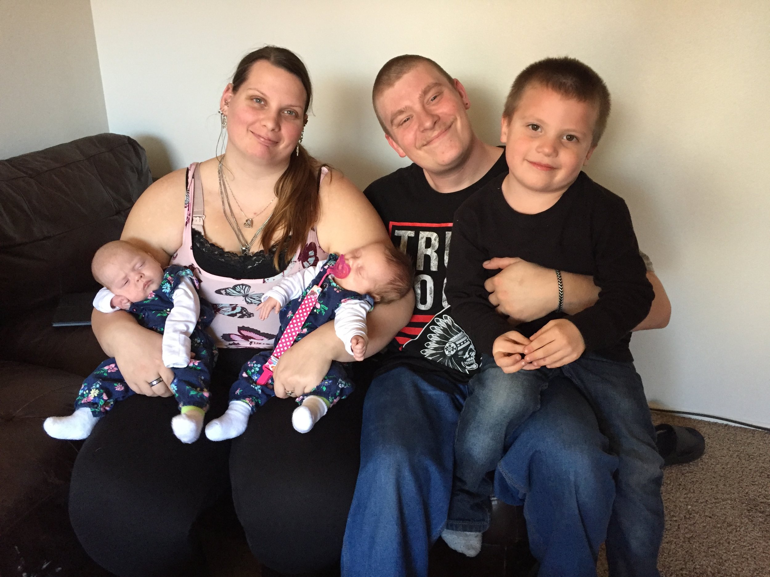 Left to right: Shyanne Christopherson and Mike Herron, along with their children, Iris, Athena and Daryl.