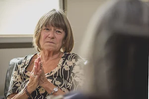 Susan Gabay shares with her behavioral health consultant at One Community Health.