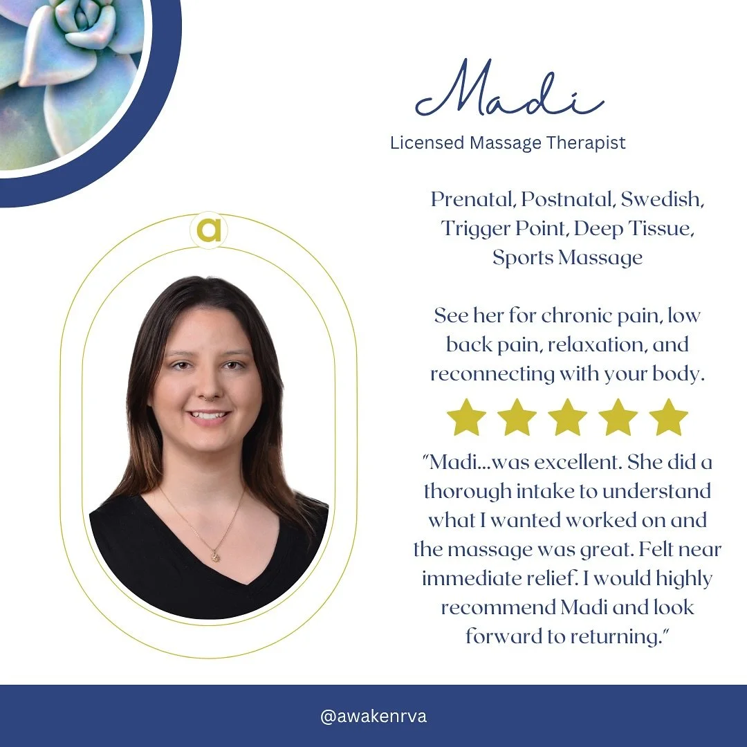 Madi is known for her incredible ability to pinpoint what your body needs to relax, recover and refresh!
