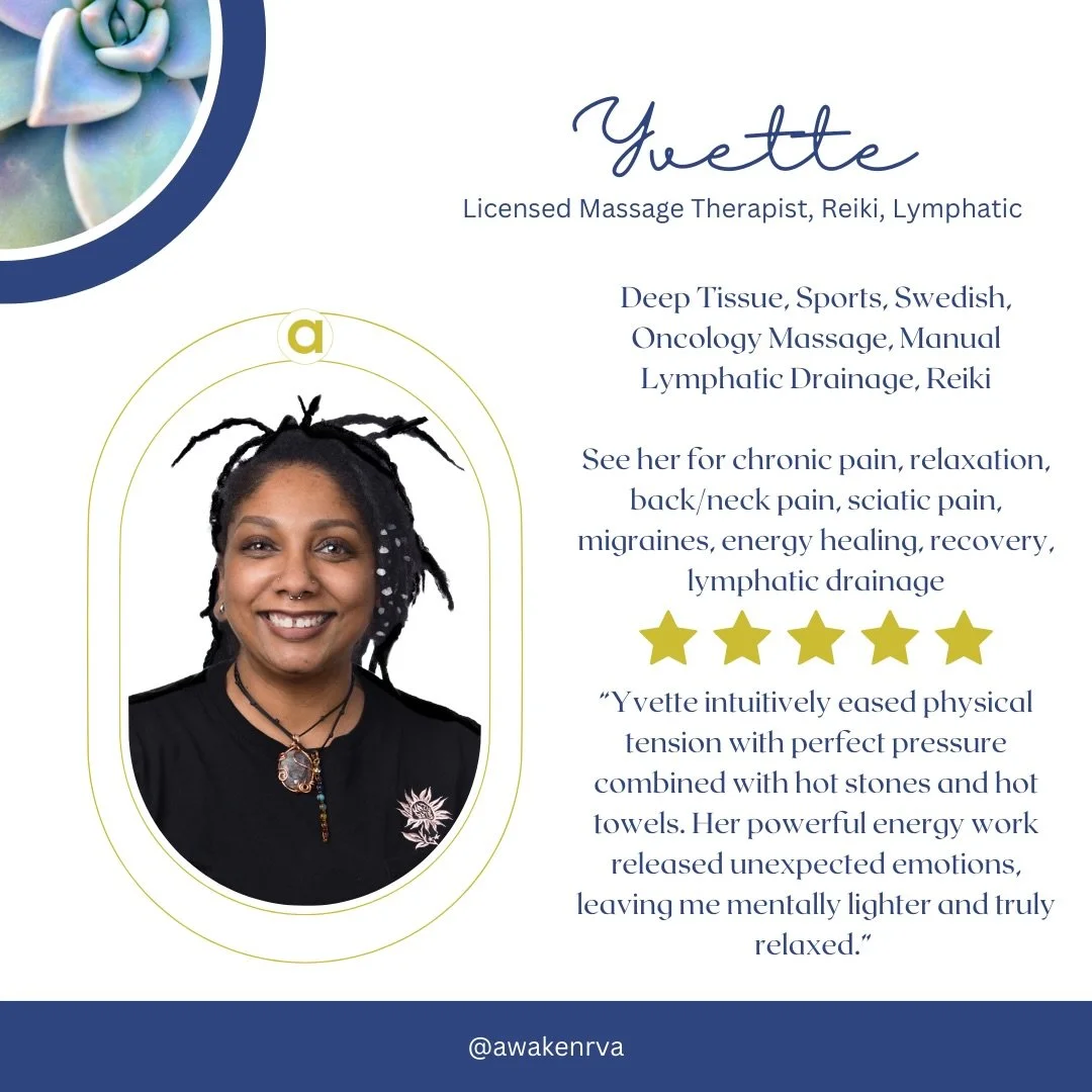 Yvette&rsquo;s massage work and energy work combine for a truly memorable experience at Awaken.