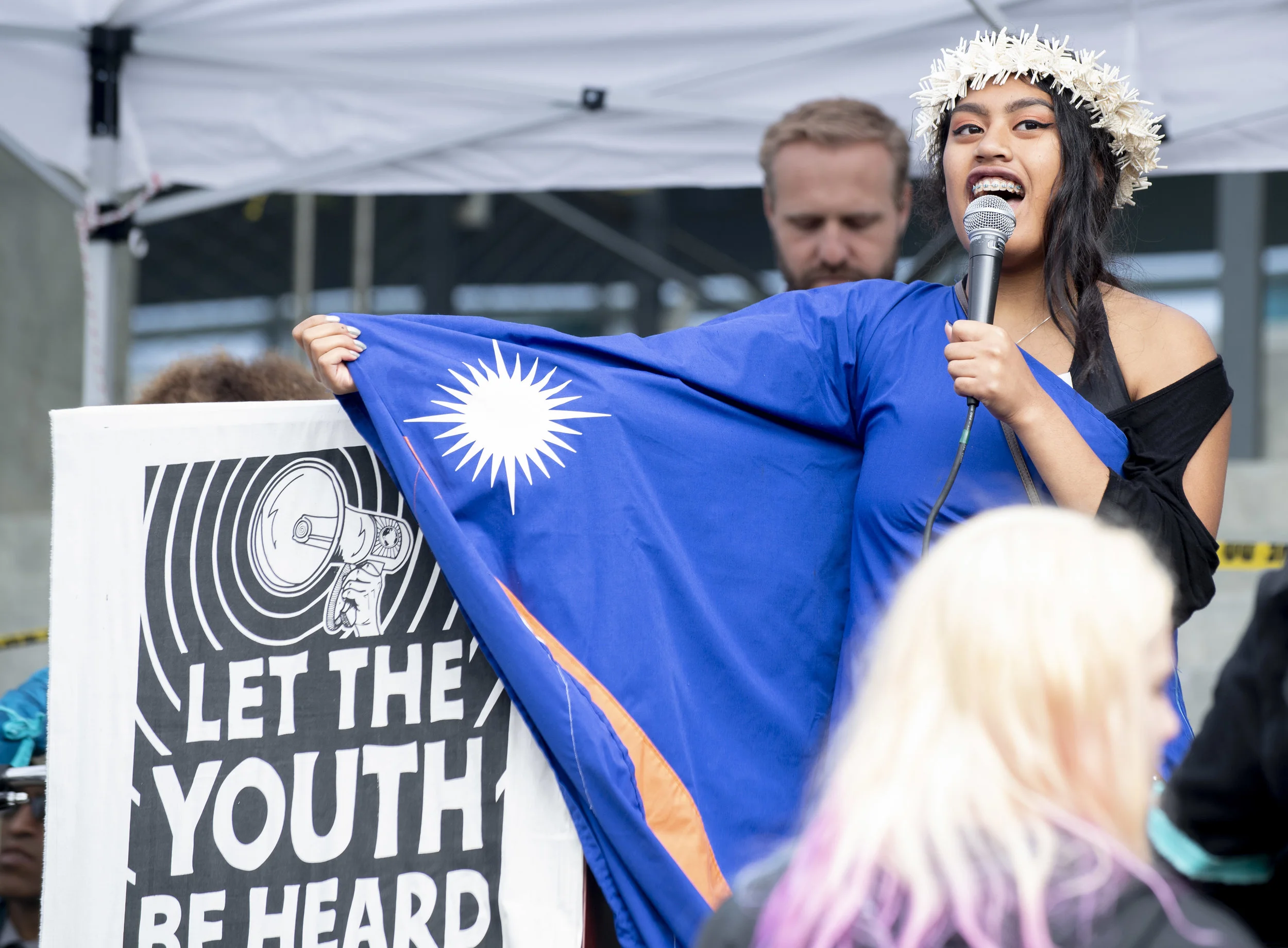 Juliana v. United States plaintiff Miko, 17, at the rally in Eugene, Oregon, on October 29, 2019 - the day that should have been the first in her trial against the federal government.
