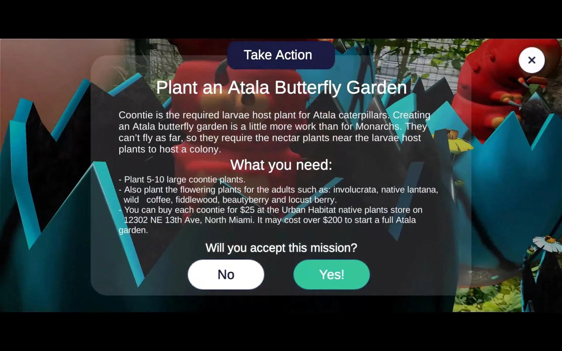 Screen Capture: Liberty Gardens AR App