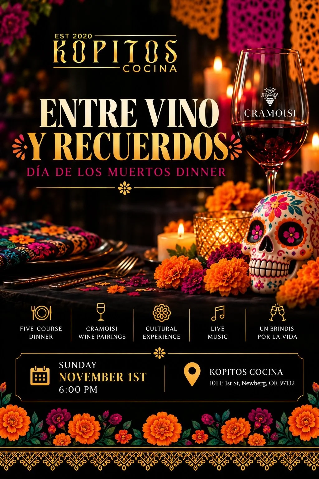 Day of the Dead Cramoisi and Kopitos Cocina Dinner