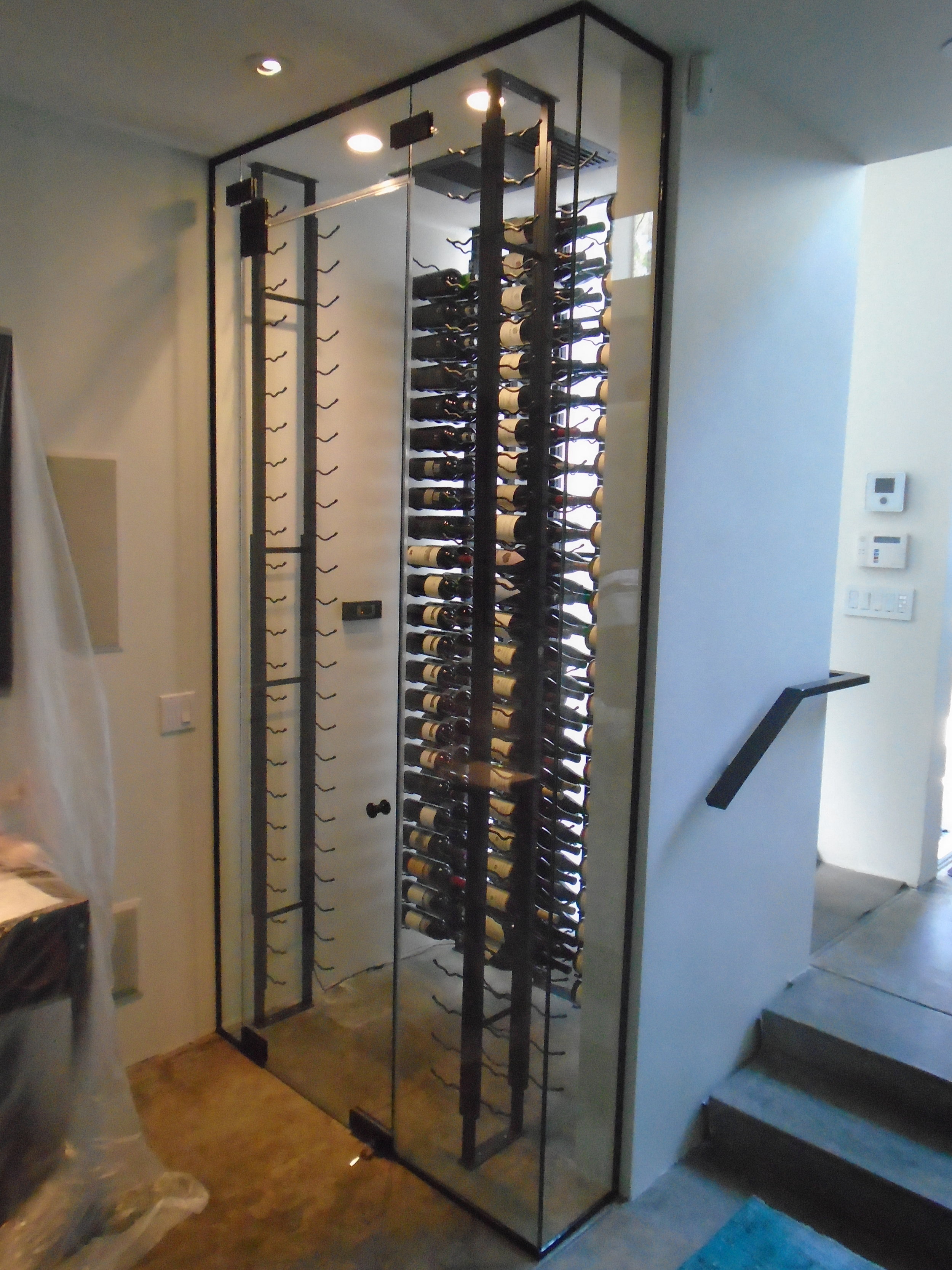 Wine Cellar Doors Orange Mirror And Glass