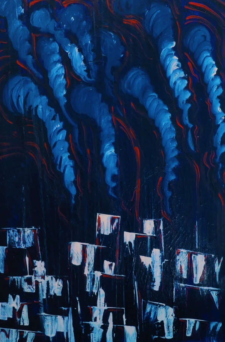   Study 3- Depression     Night     Acrylic on Canvas    24x36    2017        John:  And it was night. 