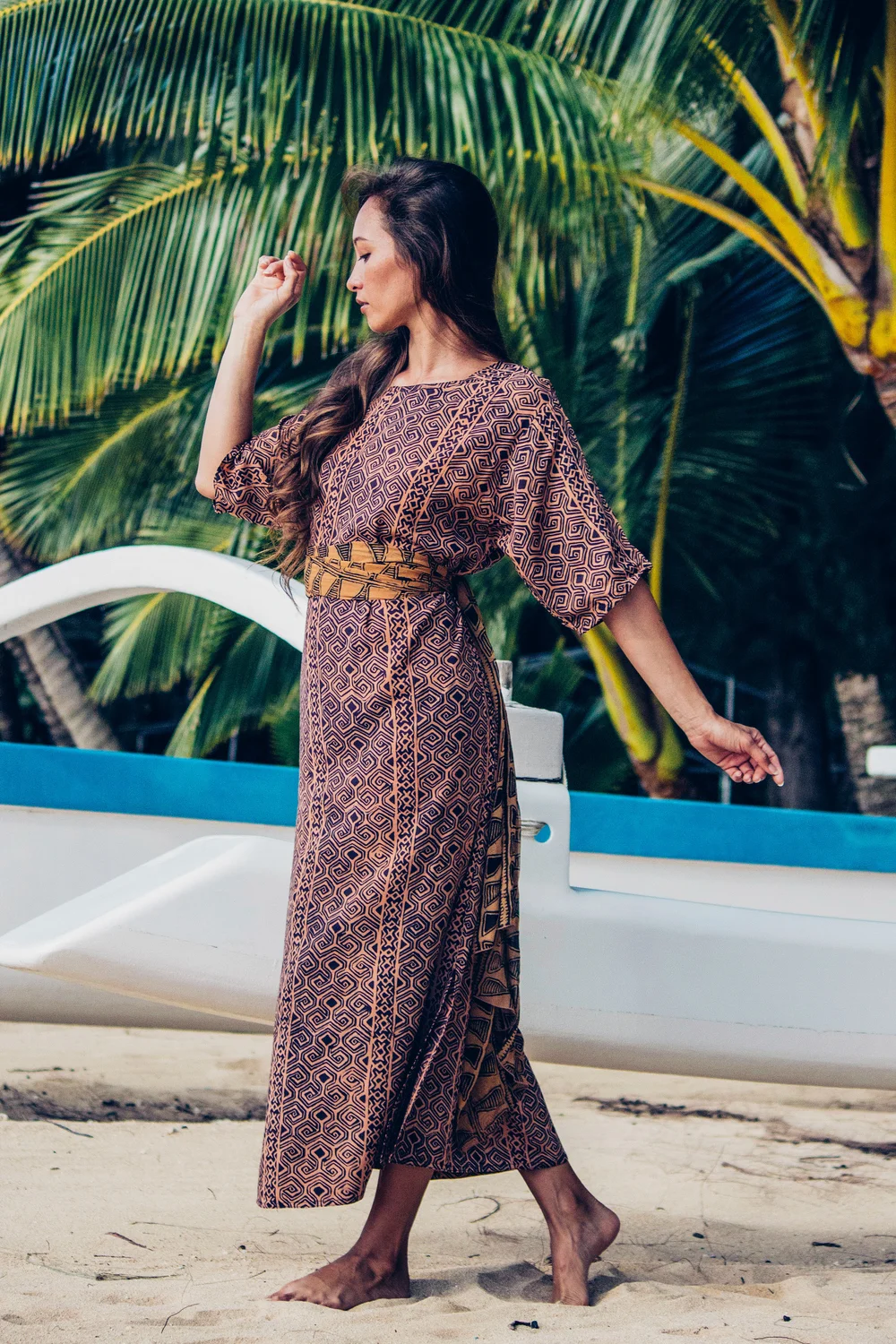slim fit dress slacks Long Black Hawaiian Muumuu Dress for Women – Classic Orchid Floral Handmade Aloha Wear Black / 2XL main image 0