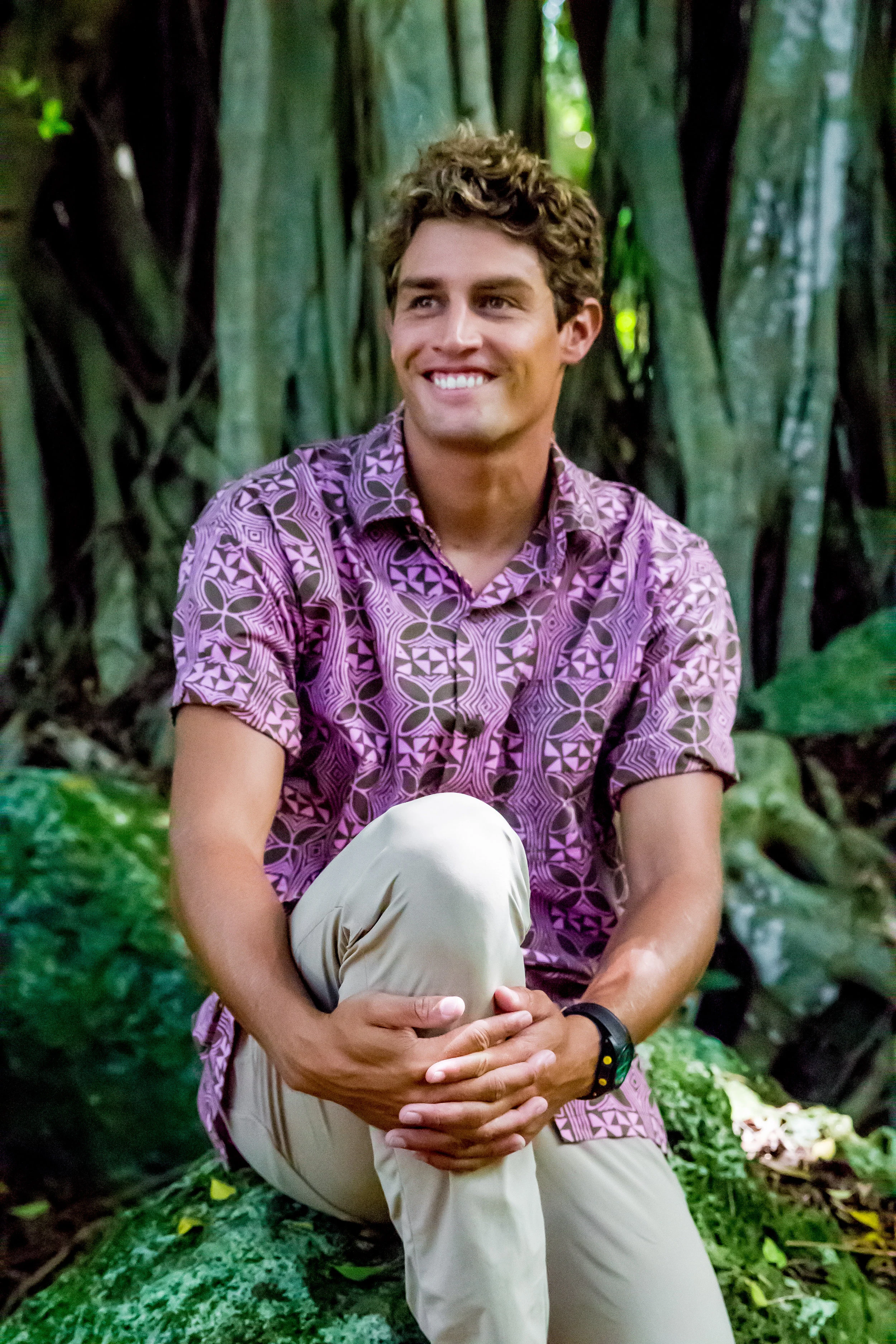 This is our Aloha style shirt. Made of 100% cotton with a standard collar, coconut buttons and one pocket. Cut long, with side slit seams for comfort and flattering fit. Our shirts are cut big so we highly recommend you order one size smaller than what you would normally wear. For example, if you are a Small you will definitely want to order XS. $86.00