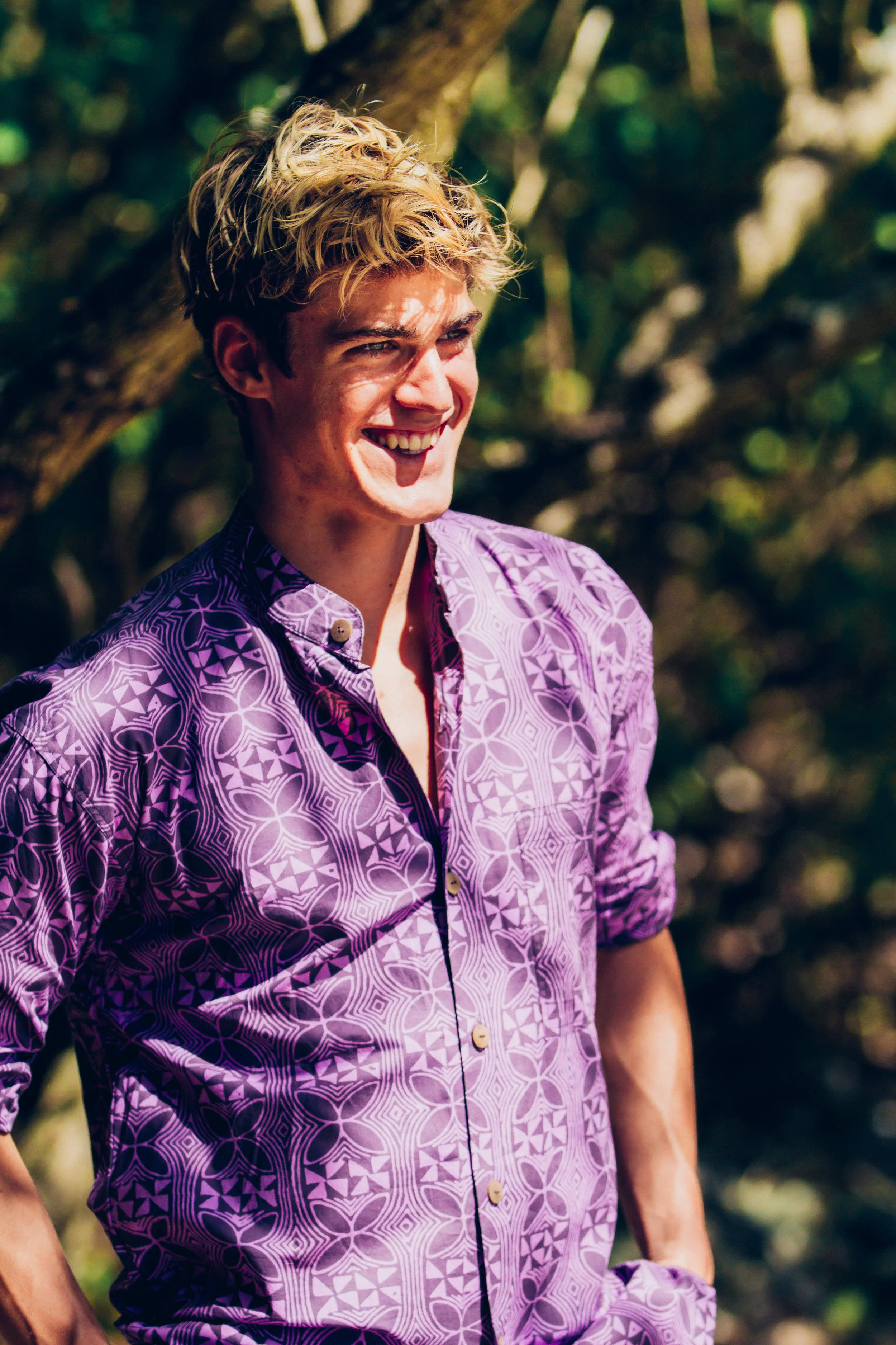 The Rio Shirt is a full cut shirt made of 100% Cotton and has a mandarin (band) collar. Available in long sleeve and short sleeve, this shirt is perfect for casual or dressy occasions. Matched with the uniqueness of our prints, this shirt is one of a kind. Our shirts are cut big so we highly recommend you order one size smaller than what you usually wear. For example, if you are a Medium you will definitely want to order a Small. $110.00